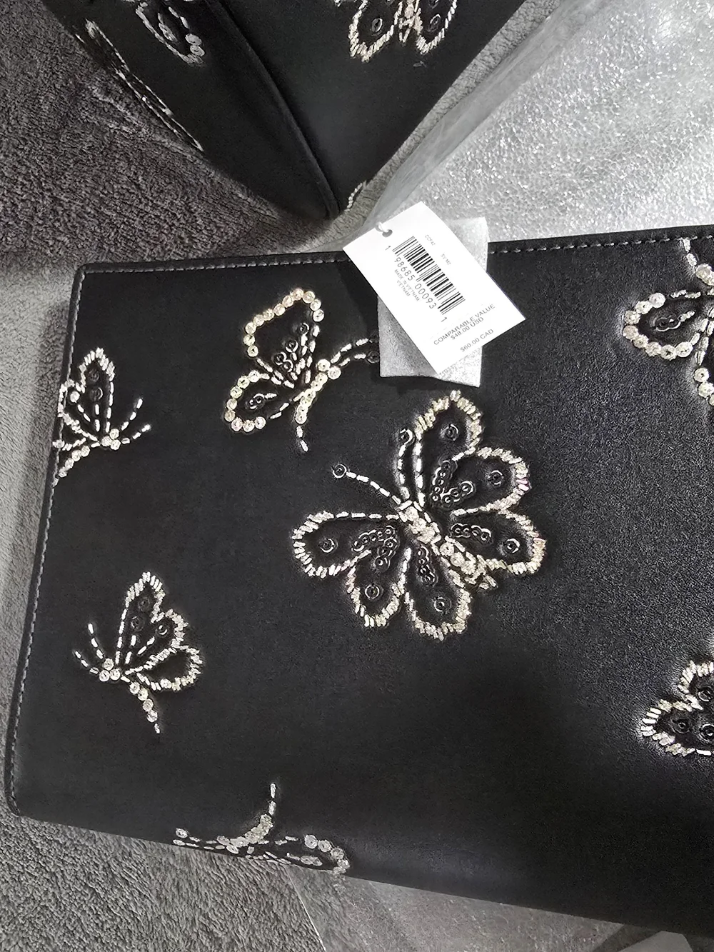 COACH Black Butterfly Embellished Leather Satchel